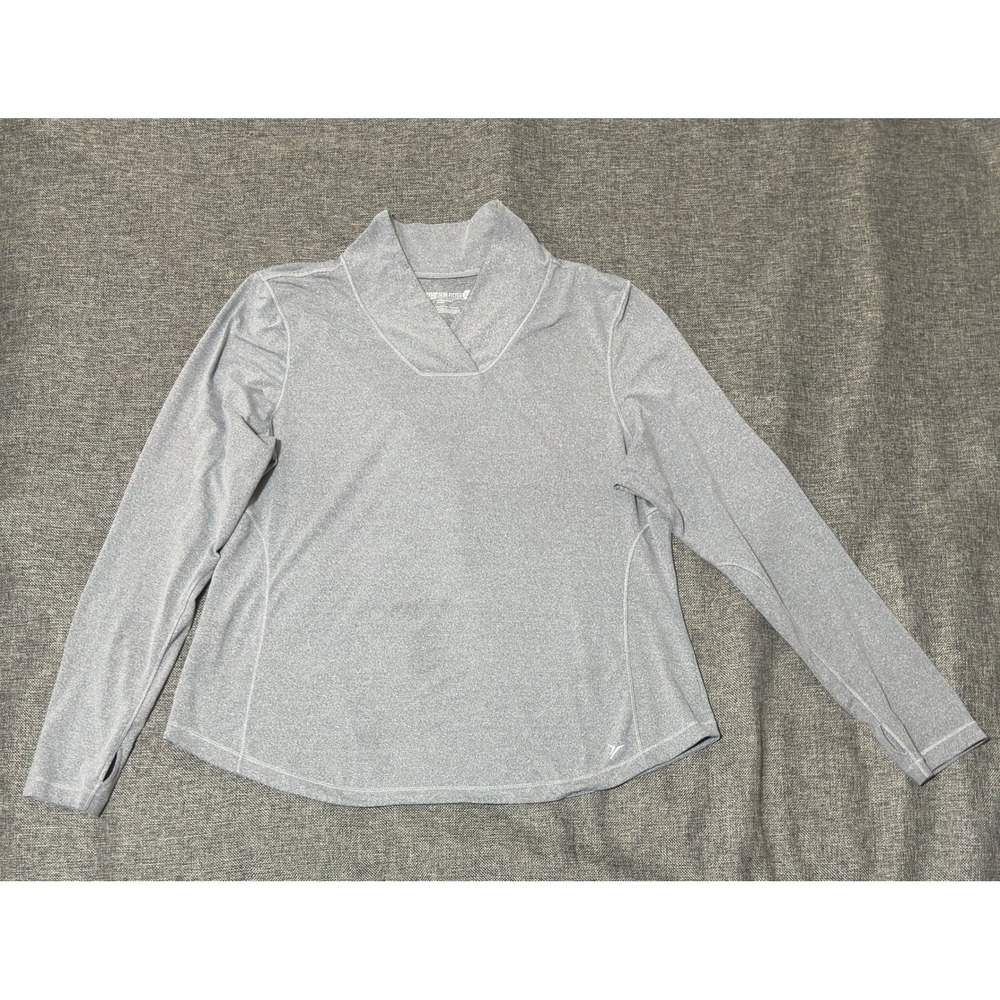 Old Navy Womens XXL Active Top Gray Long Sleeve Mock Neck Semi-Fitted